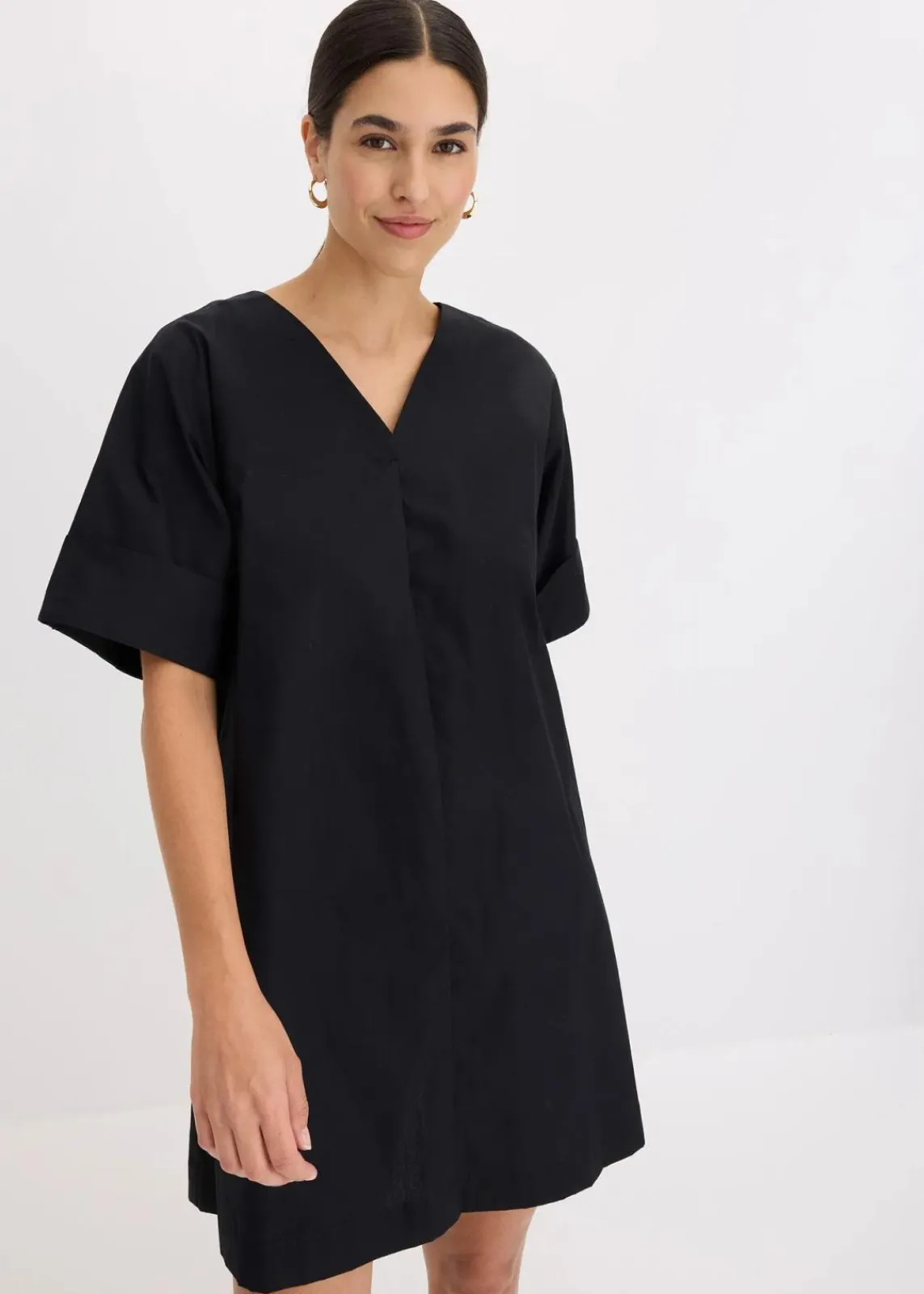 bonprix Bekleidung·Pullover & Strickjacken|Kleider^Tunika-Kleid aus reiner Bio-Baumwolle schwarz