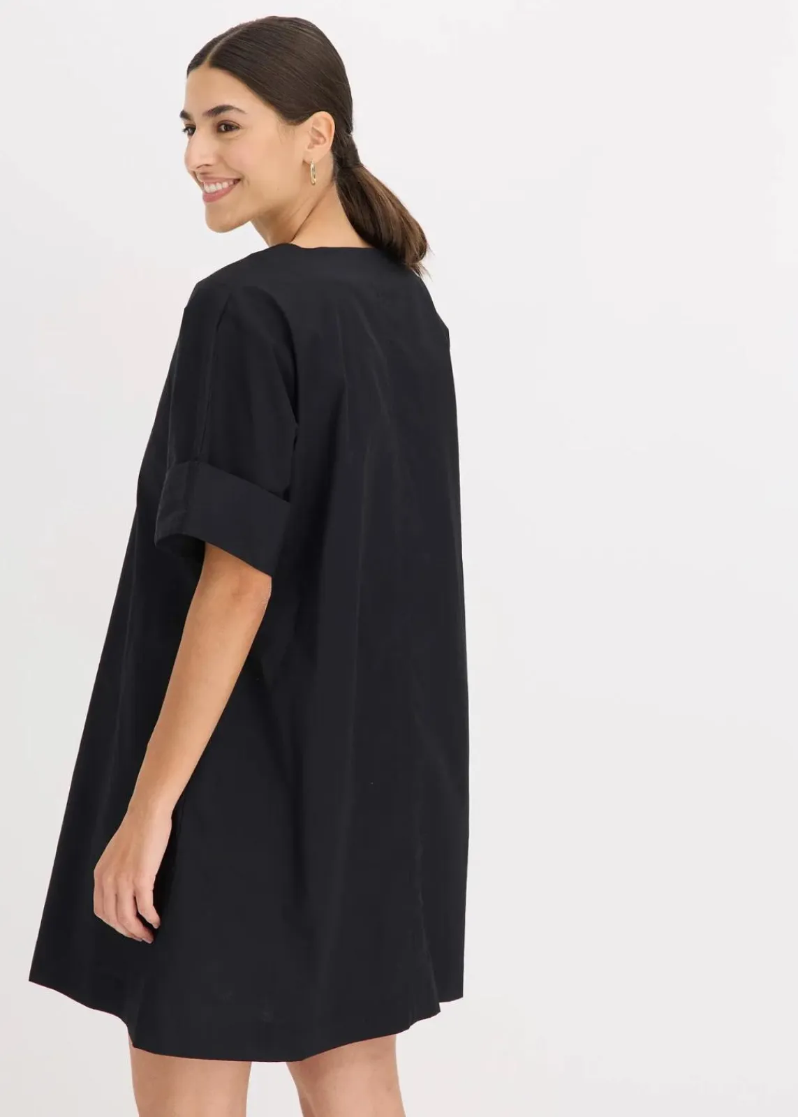 bonprix Bekleidung·Pullover & Strickjacken|Kleider^Tunika-Kleid aus reiner Bio-Baumwolle schwarz