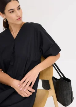 bonprix Bekleidung·Pullover & Strickjacken|Kleider^Tunika-Kleid aus reiner Bio-Baumwolle schwarz