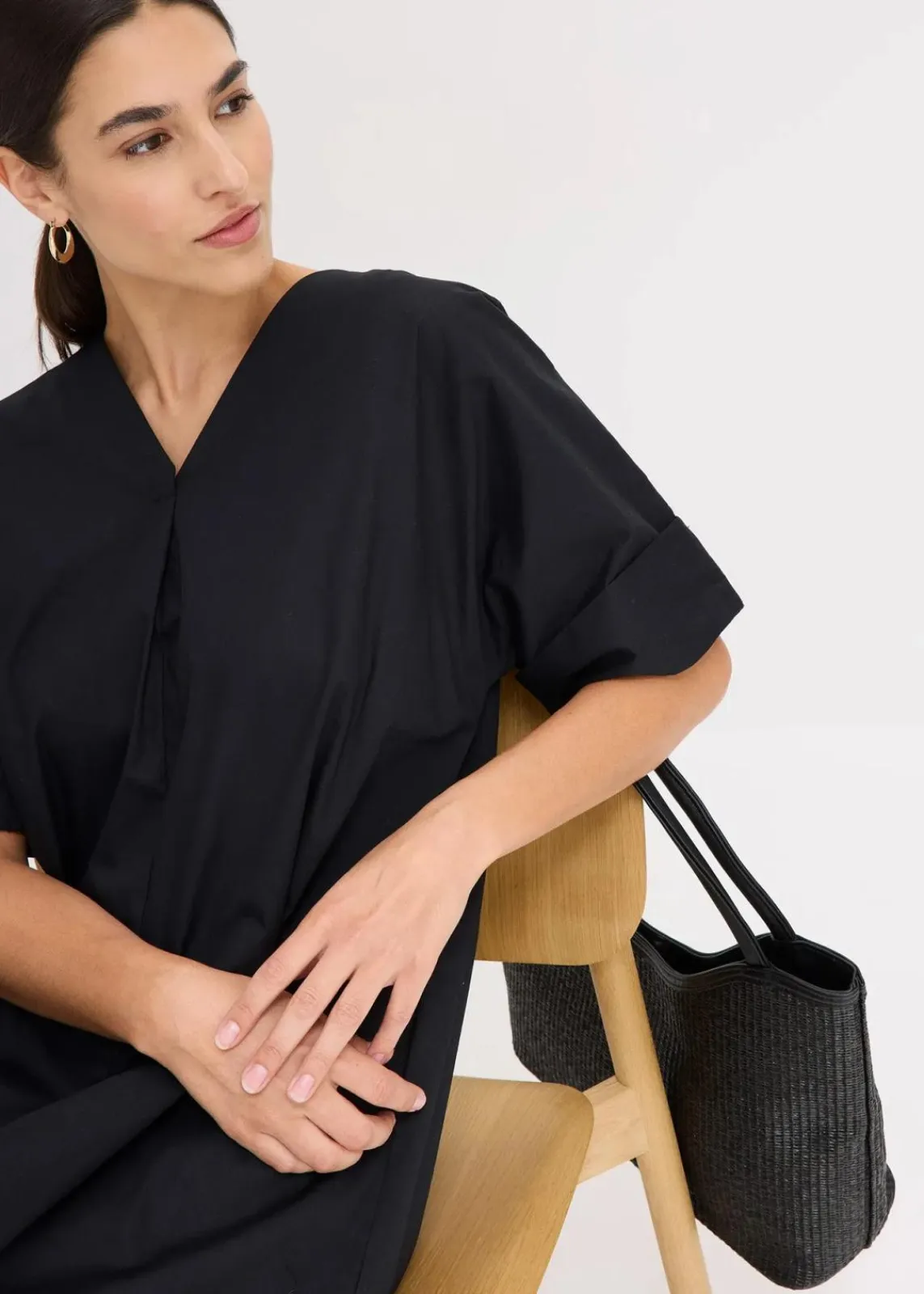bonprix Bekleidung·Pullover & Strickjacken|Kleider^Tunika-Kleid aus reiner Bio-Baumwolle schwarz