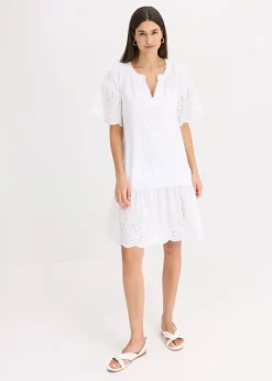 bonprix Bekleidung·Pullover & Strickjacken|Kleider^Tunika-Kleid aus reiner Bio-Baumwolle weiß