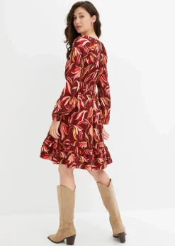 bonprix Bekleidung·Pullover & Strickjacken|Kleider^Tunika-Kleid aus reiner Viskose rubinrot/rot floral