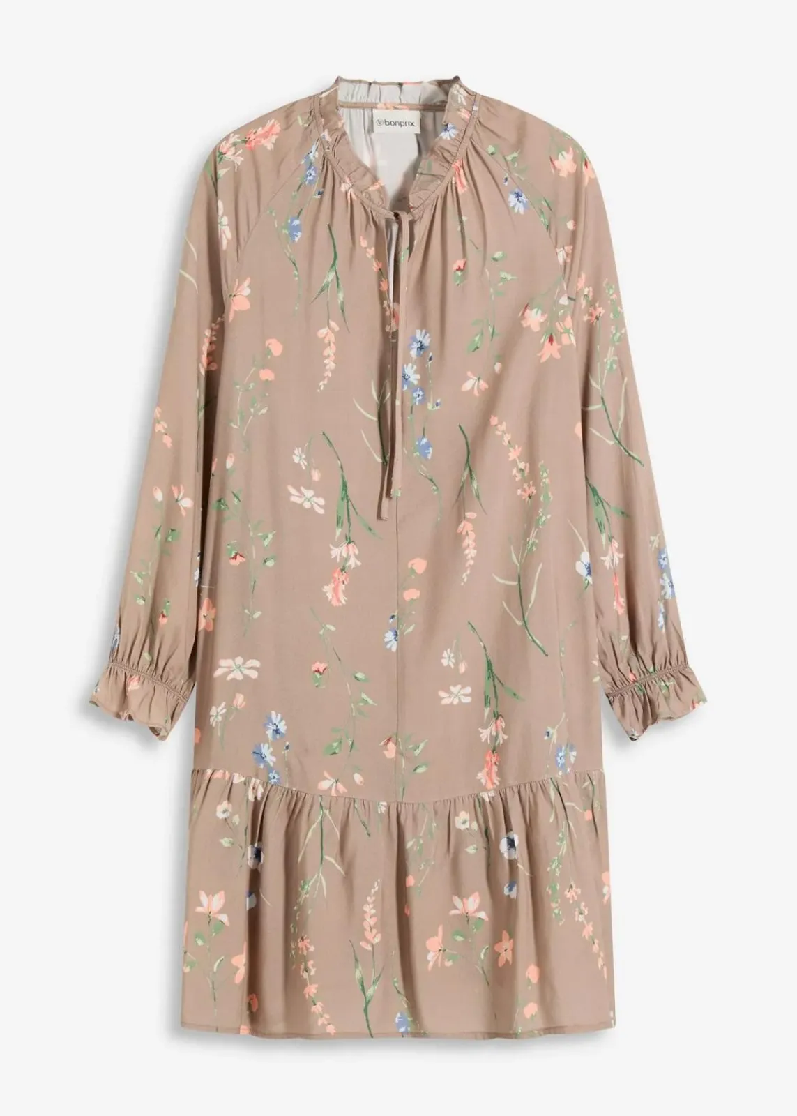 bonprix Kleider|Bekleidung·Pullover & Strickjacken^Tunika-Kleid aus reiner Viskose braun geblümt