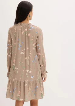 bonprix Kleider|Bekleidung·Pullover & Strickjacken^Tunika-Kleid aus reiner Viskose braun geblümt