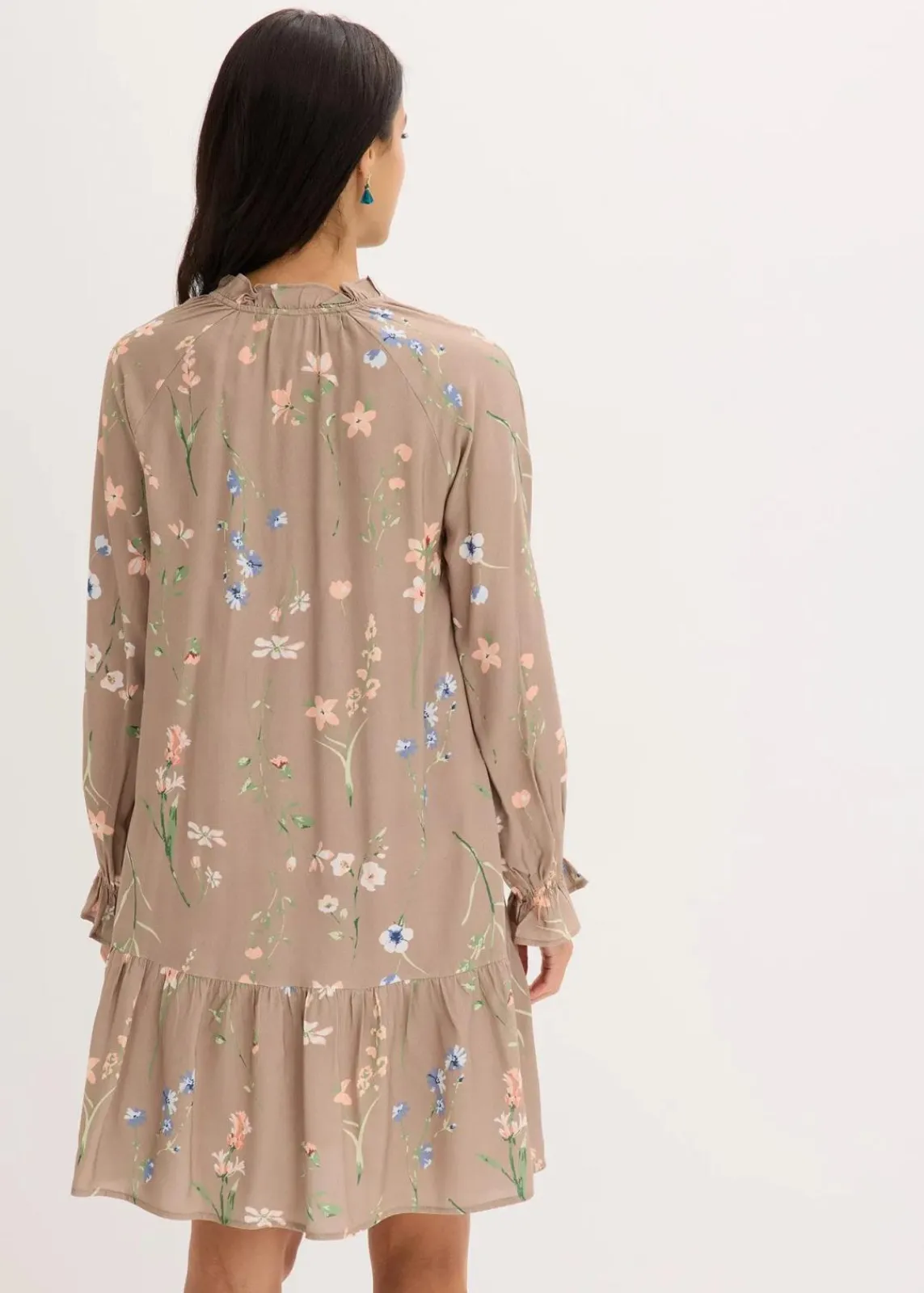bonprix Kleider|Bekleidung·Pullover & Strickjacken^Tunika-Kleid aus reiner Viskose braun geblümt
