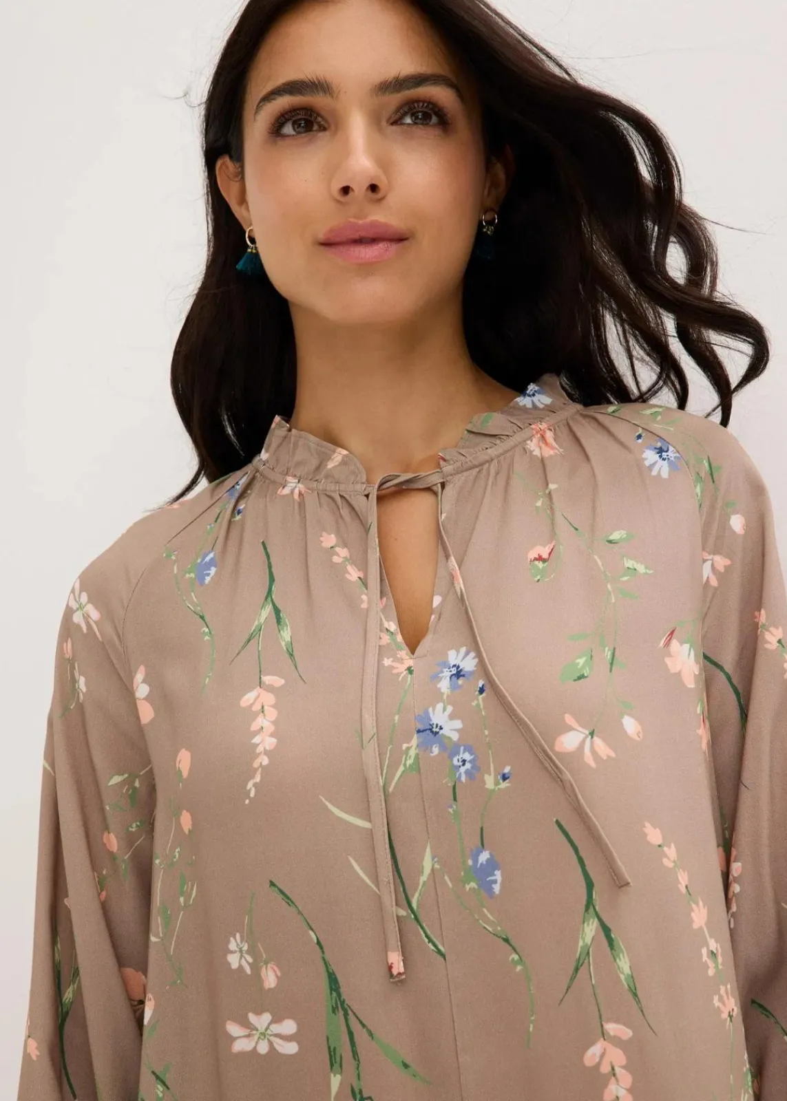 bonprix Kleider|Bekleidung·Pullover & Strickjacken^Tunika-Kleid aus reiner Viskose braun geblümt