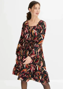 bonprix Kleider|Bekleidung·Pullover & Strickjacken^Tunika-Kleid aus reiner Viskose schwarz floral