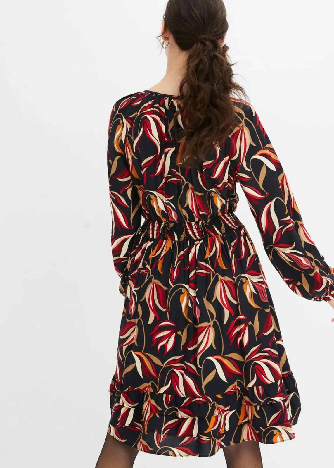 bonprix Kleider|Bekleidung·Pullover & Strickjacken^Tunika-Kleid aus reiner Viskose schwarz floral