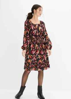 bonprix Kleider|Bekleidung·Pullover & Strickjacken^Tunika-Kleid aus reiner Viskose schwarz floral