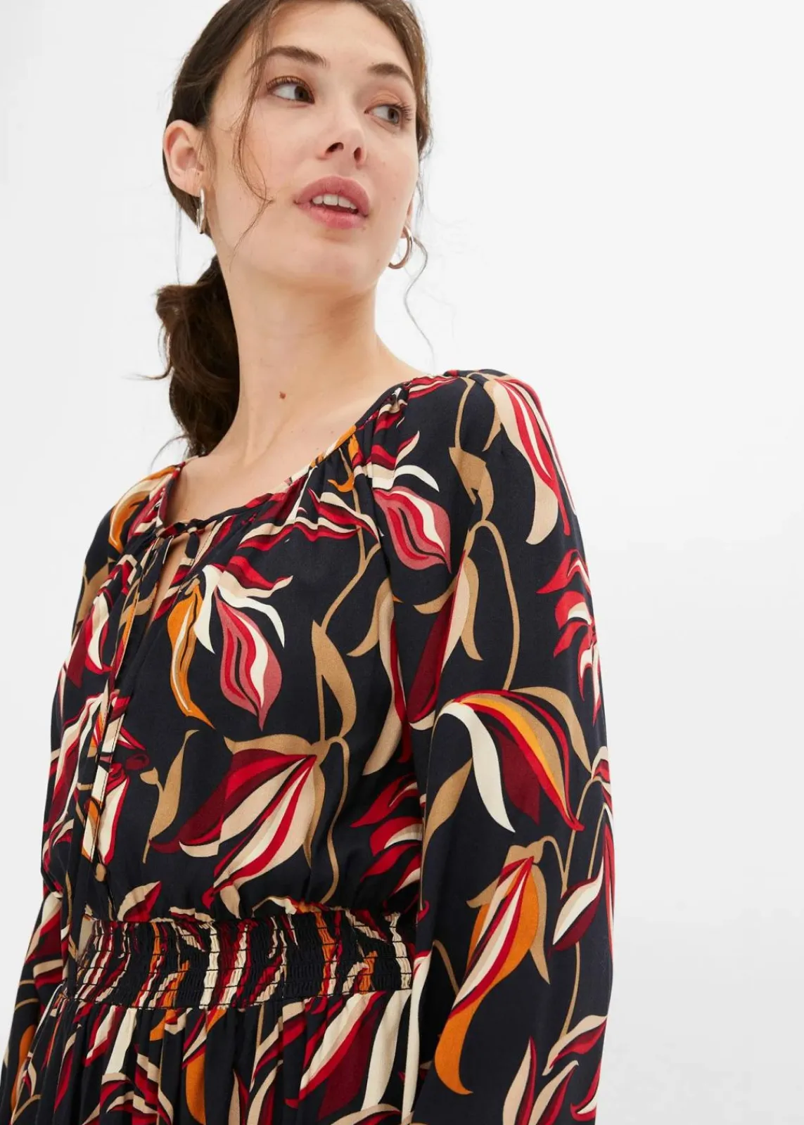 bonprix Kleider|Bekleidung·Pullover & Strickjacken^Tunika-Kleid aus reiner Viskose schwarz floral