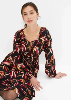 bonprix Kleider|Bekleidung·Pullover & Strickjacken^Tunika-Kleid aus reiner Viskose schwarz floral