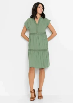 bonprix Bekleidung·Pullover & Strickjacken|Kleider^Tunika-Kleid aus softem Viskose-Mix piniengrün