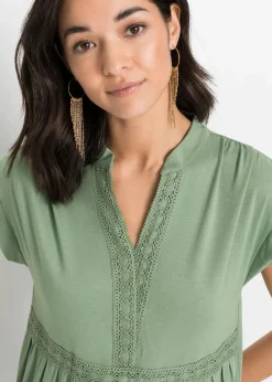 bonprix Bekleidung·Pullover & Strickjacken|Kleider^Tunika-Kleid aus softem Viskose-Mix piniengrün