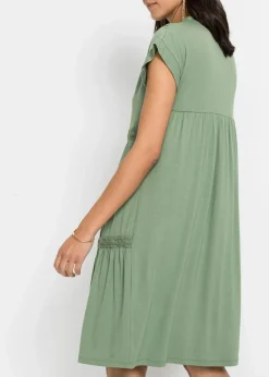bonprix Bekleidung·Pullover & Strickjacken|Kleider^Tunika-Kleid aus softem Viskose-Mix piniengrün