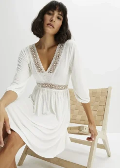 bonprix Nachhaltigere Materialien|Kleider^Tunika-Kleid aus softem Viskose-Mix weiß