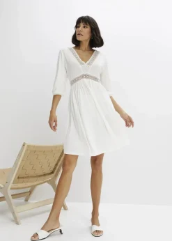 bonprix Nachhaltigere Materialien|Kleider^Tunika-Kleid aus softem Viskose-Mix weiß