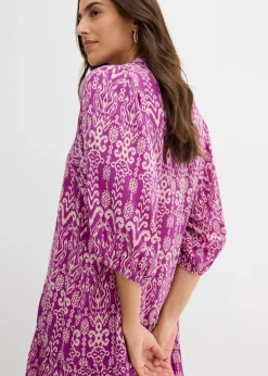 bonprix Kleider|Bekleidung·Pullover & Strickjacken^Tunika-Kleid aus softer Viskose veilchenlila/kreidebeige bedruckt