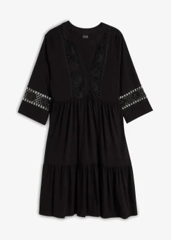 bonprix Bekleidung·Pullover & Strickjacken|Kleider^Tunika-Kleid aus softer Viskose schwarz