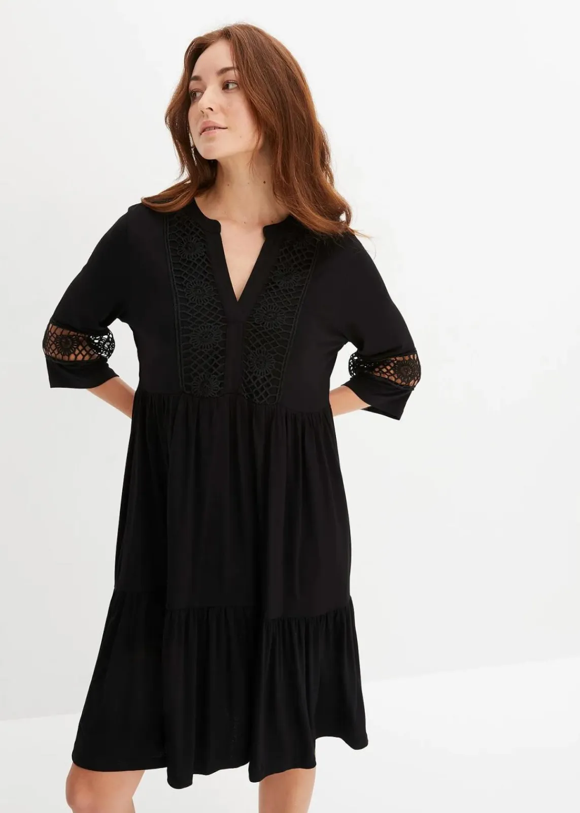 bonprix Bekleidung·Pullover & Strickjacken|Kleider^Tunika-Kleid aus softer Viskose schwarz