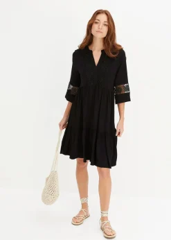 bonprix Bekleidung·Pullover & Strickjacken|Kleider^Tunika-Kleid aus softer Viskose schwarz