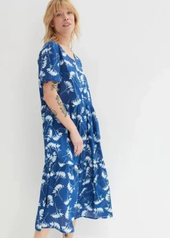 bonprix Bekleidung·Pullover & Strickjacken|Kleider^Tunika-Kleid aus sommerlich leichter Qualität enzianblau floral