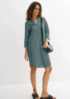 bonprix Bekleidung·Pullover & Strickjacken^Tunika-Kleid aus Viskose-Mix mit Struktur Effekt eukalyptusgrün