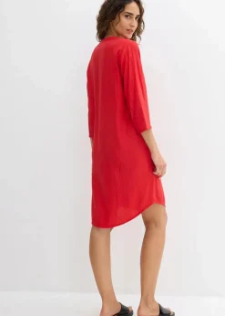 bonprix Bekleidung·Pullover & Strickjacken^Tunika-Kleid aus Viskose-Mix mit Struktur Effekt erdbeere