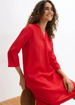 bonprix Bekleidung·Pullover & Strickjacken^Tunika-Kleid aus Viskose-Mix mit Struktur Effekt erdbeere