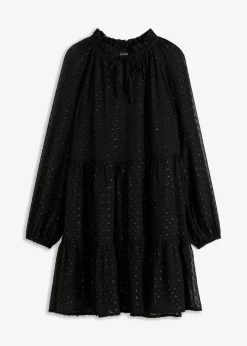 bonprix Bekleidung·Pullover & Strickjacken|Kleider^Tunika-Kleid mit Glitzereffekt schwarz