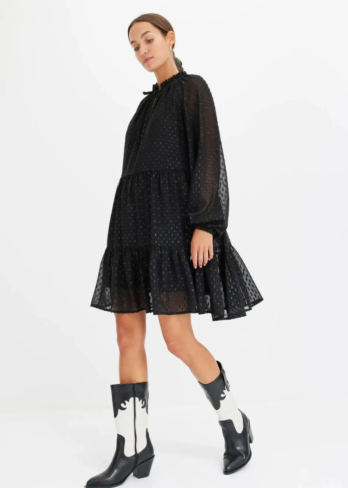 bonprix Bekleidung·Pullover & Strickjacken|Kleider^Tunika-Kleid mit Glitzereffekt schwarz