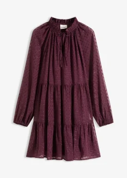 bonprix Kleider|Bekleidung·Pullover & Strickjacken^Tunika-Kleid mit Glitzereffekt weinrot