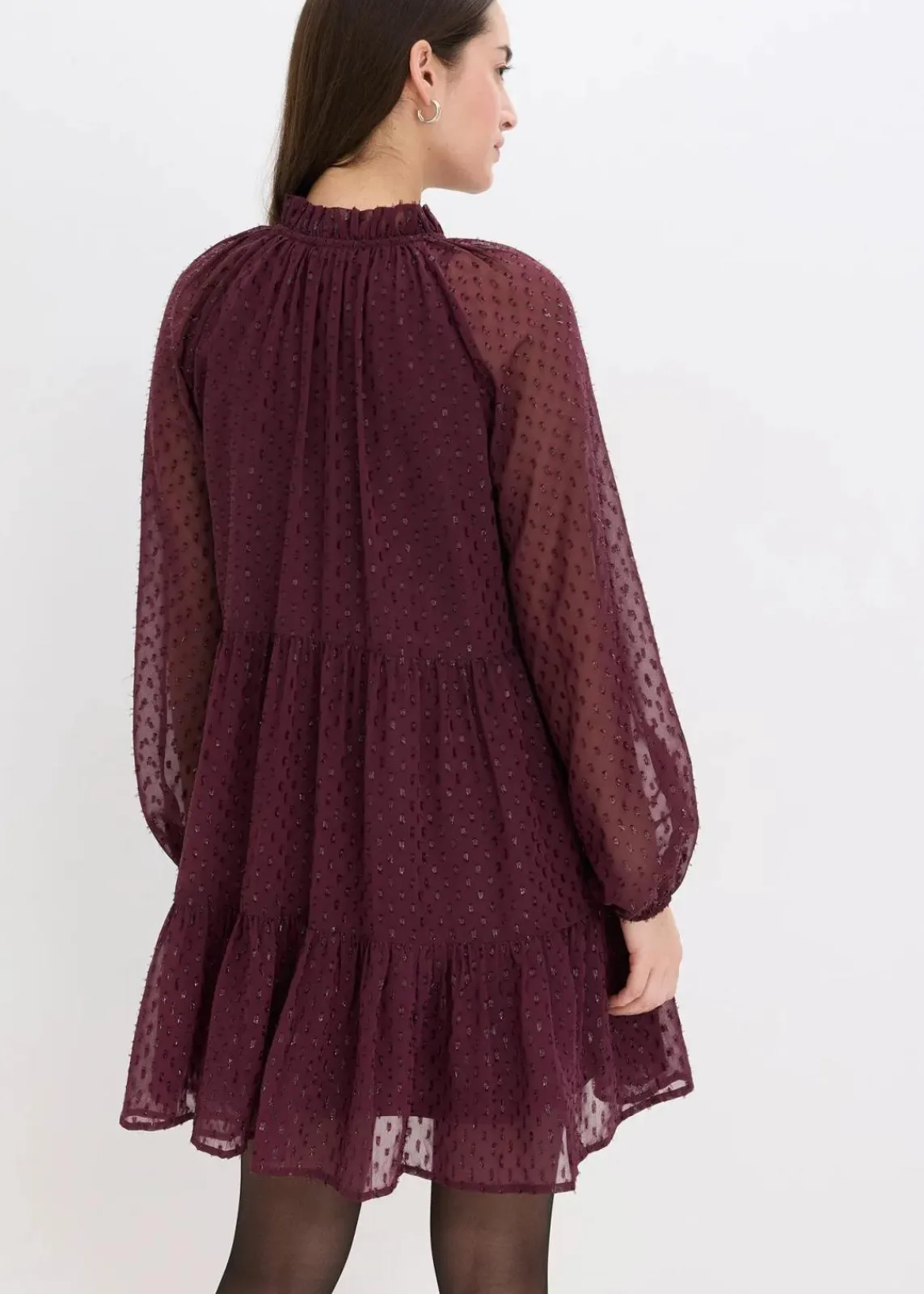 bonprix Kleider|Bekleidung·Pullover & Strickjacken^Tunika-Kleid mit Glitzereffekt weinrot