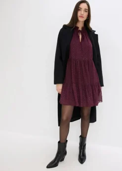 bonprix Kleider|Bekleidung·Pullover & Strickjacken^Tunika-Kleid mit Glitzereffekt weinrot