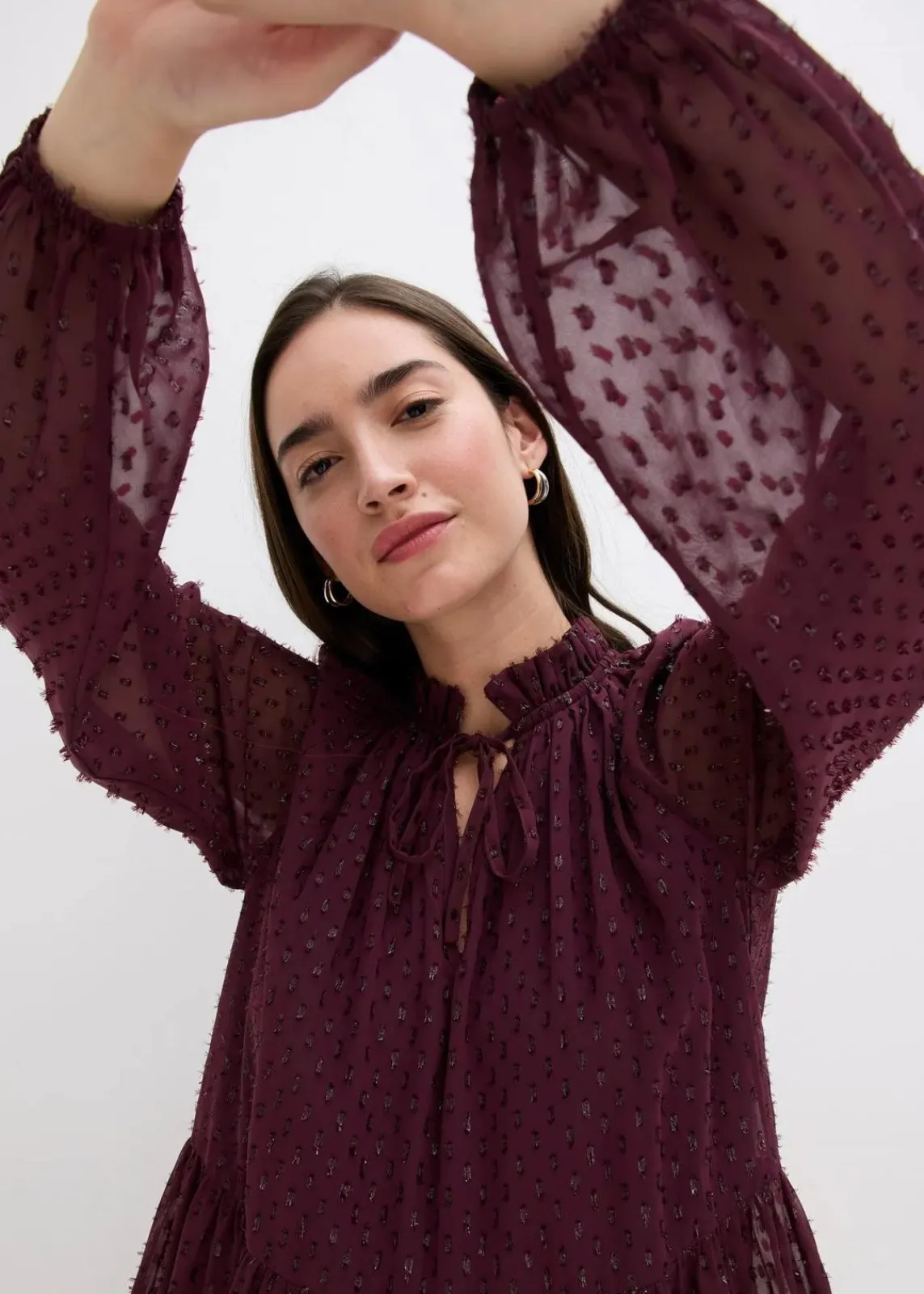 bonprix Kleider|Bekleidung·Pullover & Strickjacken^Tunika-Kleid mit Glitzereffekt weinrot