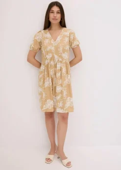 bonprix Bekleidung·Pullover & Strickjacken|Kleider^Tunika-Kleid mit Stickerei aus fließender Viskose beige