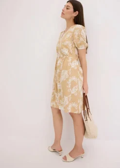 bonprix Bekleidung·Pullover & Strickjacken|Kleider^Tunika-Kleid mit Stickerei aus fließender Viskose beige