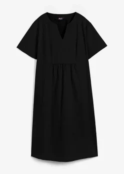 bonprix Kleider|Bekleidung·Pullover & Strickjacken^Tunika-Kleid mit Taschen aus Leinen-Baumwoll-Mix schwarz