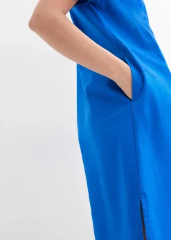 bonprix Bekleidung·Pullover & Strickjacken|Kleider^Tunika-Kleid mit Taschen aus Leinen-Baumwoll-Mix azurblau