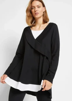 bonprix Shirts & Tops|Nachhaltigere Materialien^Tunika-Shirt aus Baumwoll-Viskose-Mix schwarz