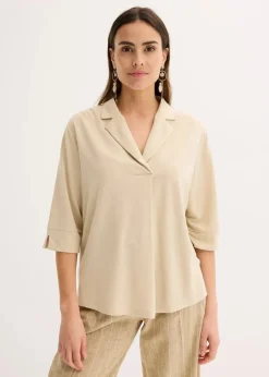bonprix Shirts & Tops^Tunika-Shirt aus fließendem Viskose-Piqué hellsand