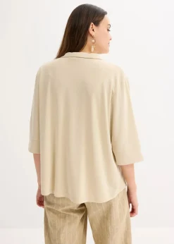 bonprix Shirts & Tops^Tunika-Shirt aus fließendem Viskose-Piqué hellsand