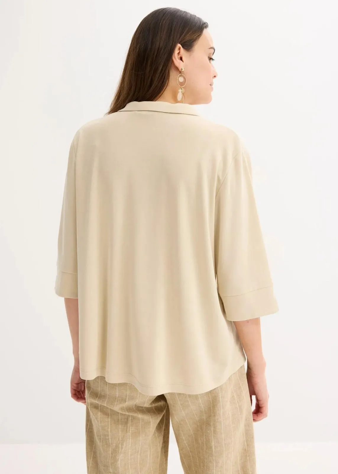 bonprix Shirts & Tops^Tunika-Shirt aus fließendem Viskose-Piqué hellsand