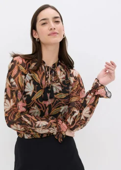 bonprix Shirts & Tops^Tunika-Shirt aus softem Mesh schwarz floral