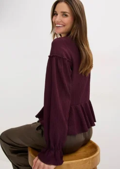 bonprix Shirts & Tops|Nachhaltigere Materialien^Tunika-Shirt aus strukturiertem Jersey weinrot