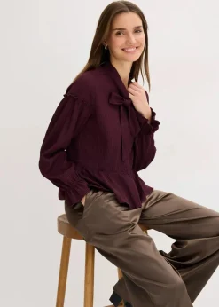 bonprix Shirts & Tops|Nachhaltigere Materialien^Tunika-Shirt aus strukturiertem Jersey weinrot