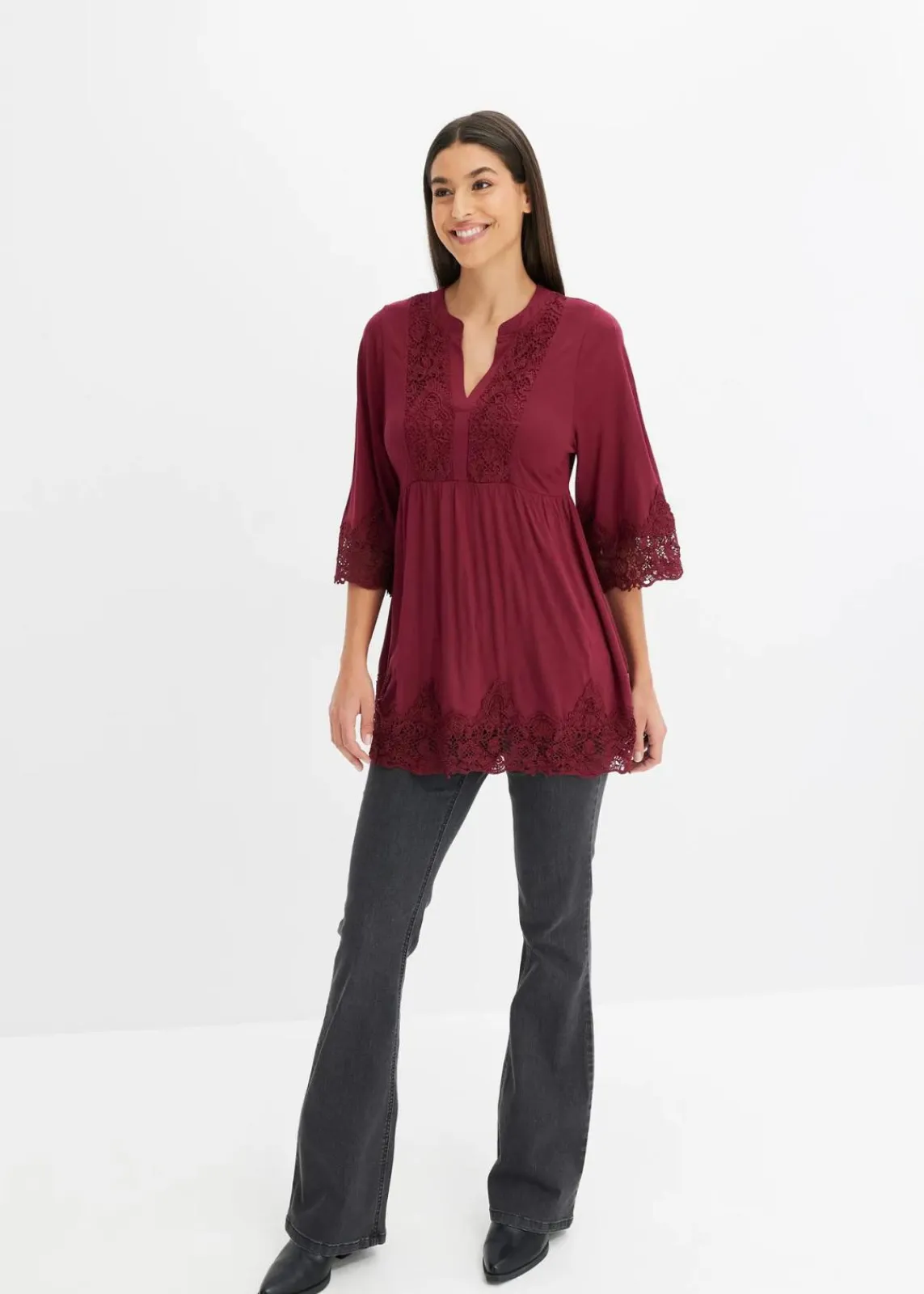 bonprix Shirts & Tops|Nachhaltigere Materialien^Tunika-Shirt aus Viskose rhododendronrot