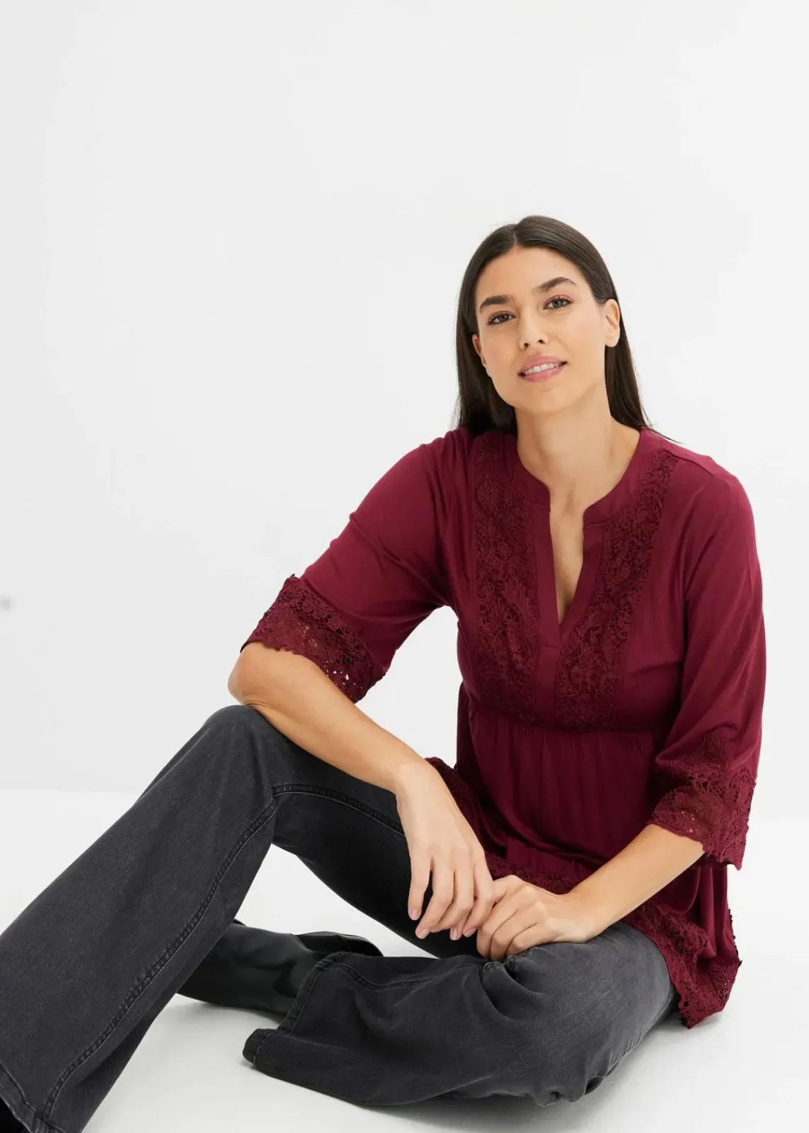 bonprix Shirts & Tops|Nachhaltigere Materialien^Tunika-Shirt aus Viskose rhododendronrot