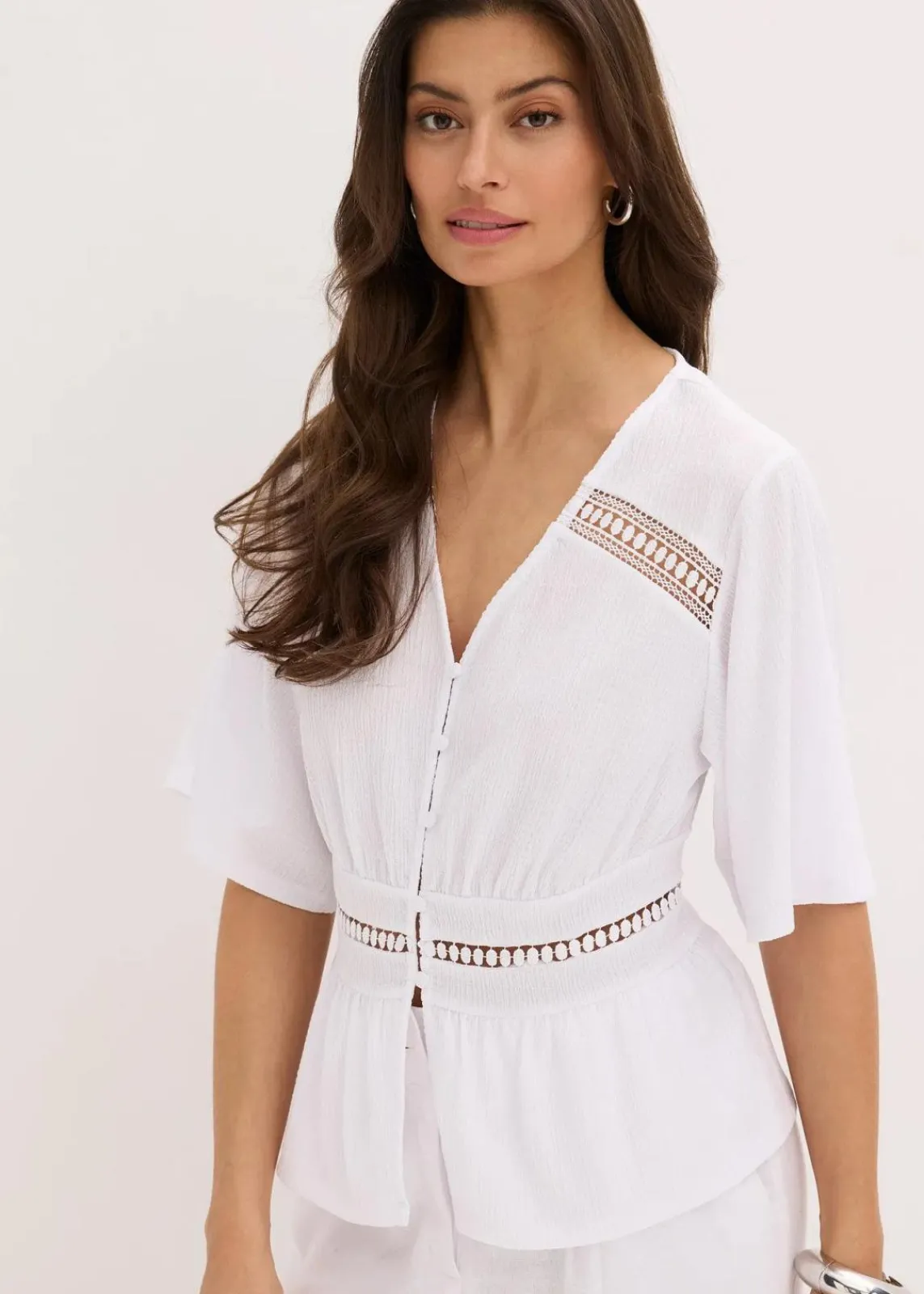 bonprix Shirts & Tops^Tunika-Shirt mit Spitze weiß