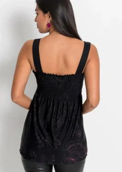 bonprix Shirts & Tops|Nachhaltigere Materialien^Tunikatop aus Viskose-Mix schwarz/lila floral