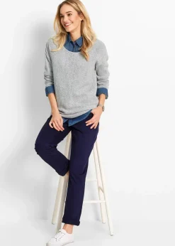 bonprix Hosen|Bekleidung·Kleider^Twill Treggings aus elastischem Baumwoll-Mix dunkelblau